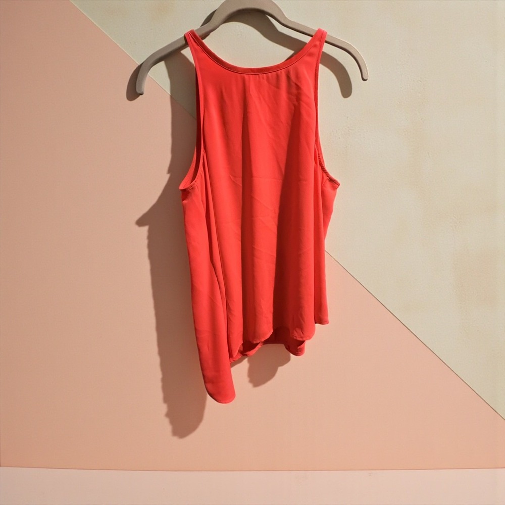 Express Coral Asymmetrical Split Back Sleeveless Blouse Women Size‎ S Chiffon